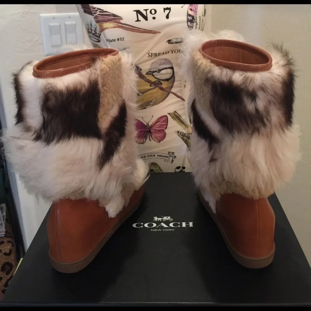 Coach Boots, Wedge Sheepskin NWB - Picture 3 of 4